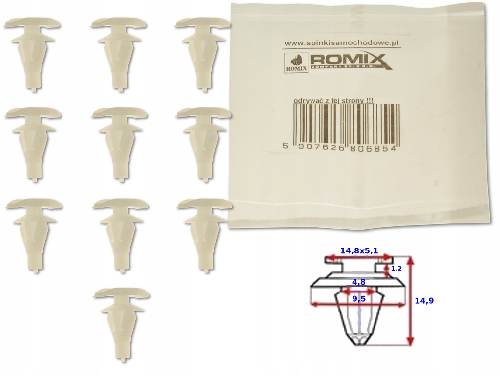 фото №1, Mitsubishi outlander cu i 03-06 клипса клипса штифт