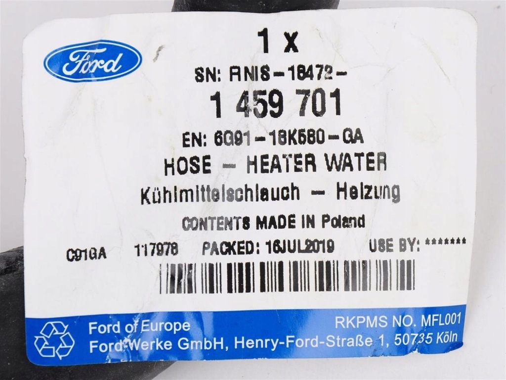 фото №10, Шланг отопителя mondeo 07- s-max / galaxy 06-_ 1459701 _ 6g91-18k580-ga