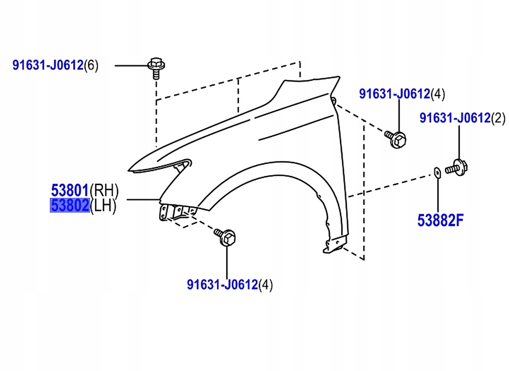 фото №1, 53802-76010 крила перед передній лівий lexus ct200h