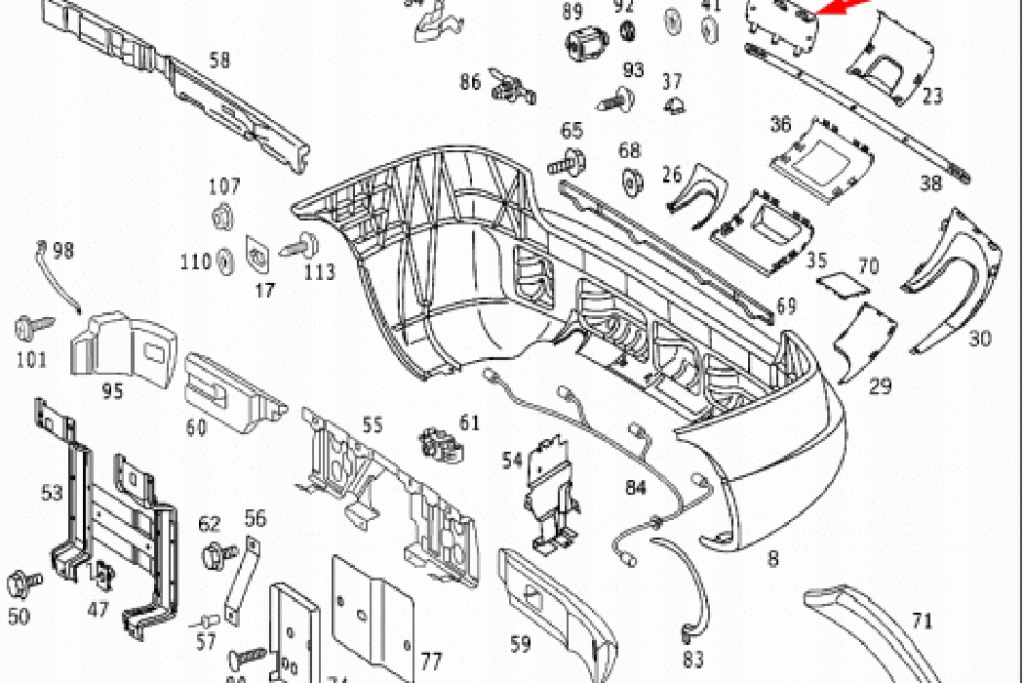 Купити Mb m-class w163 накладка фаркопа буксирувальний заднього правого a16388016059999