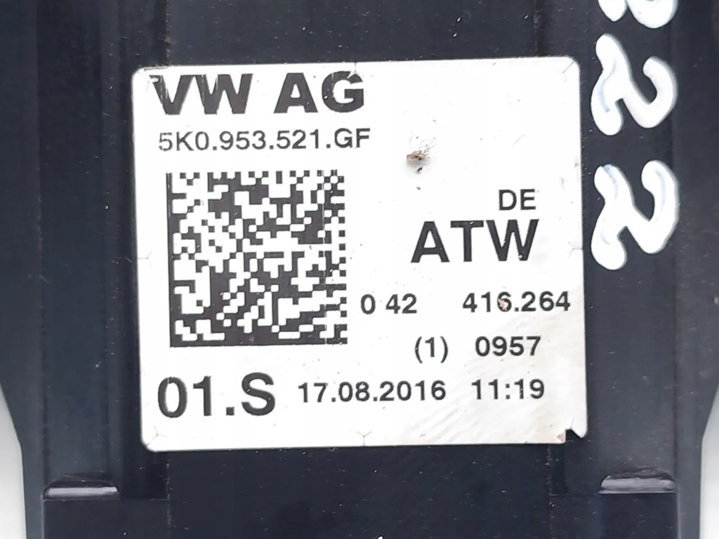 фото №13, Vw scirocco указатель дворники переключатель łodygi + кольцо шлейф подрулевого переключателя 2016