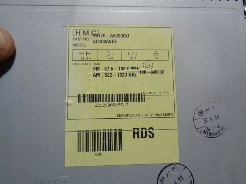 фото №5, Hyundai i30 ii радио cd mp3 96170-a6200gu ac100a6ee