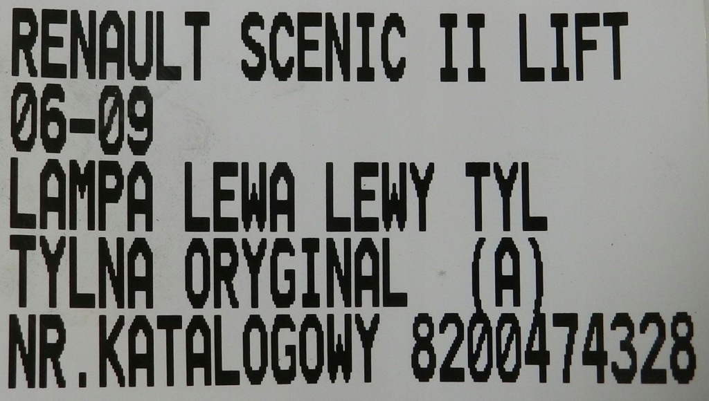 фото №7, Renault scenic ii lift 06-09 лампа ліва лівий задня задня 8200474328