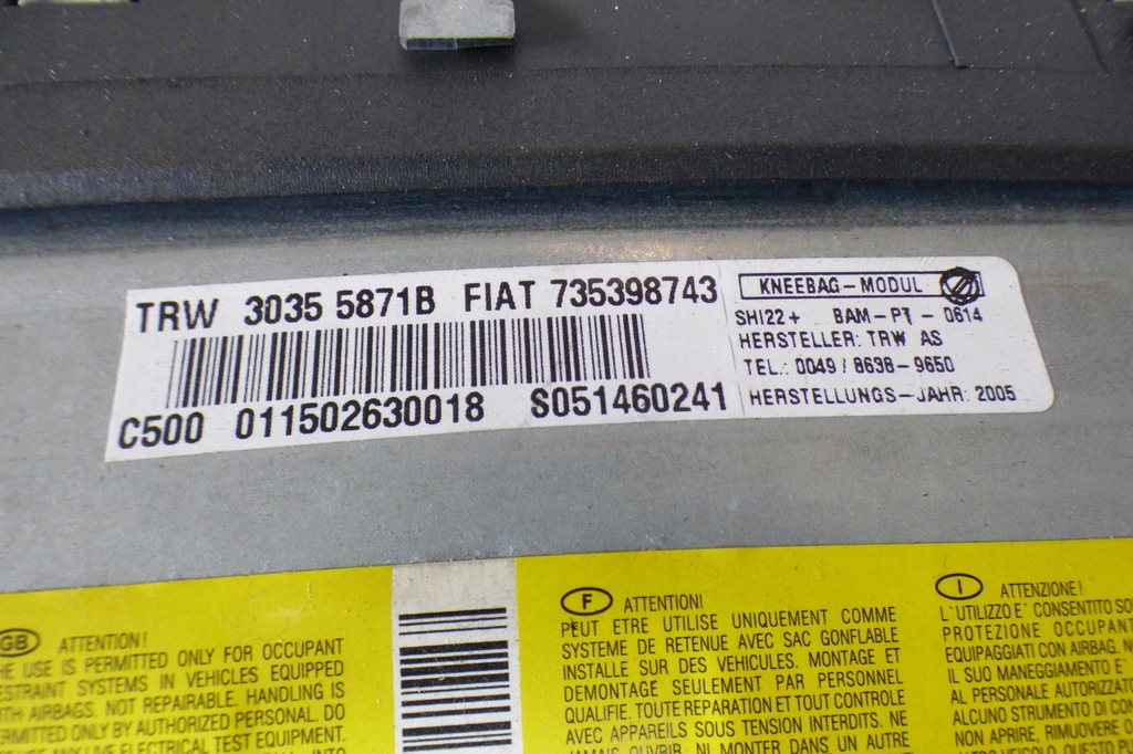 фото №11, Подушка подушка безпеки комплект 735399616 735398743 517448320 fiat croma ii