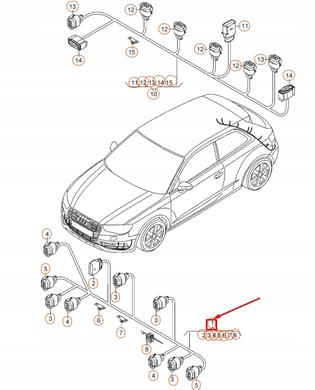 Audi a3 8v набор электрический бампера передний 8v0971085g Доставка