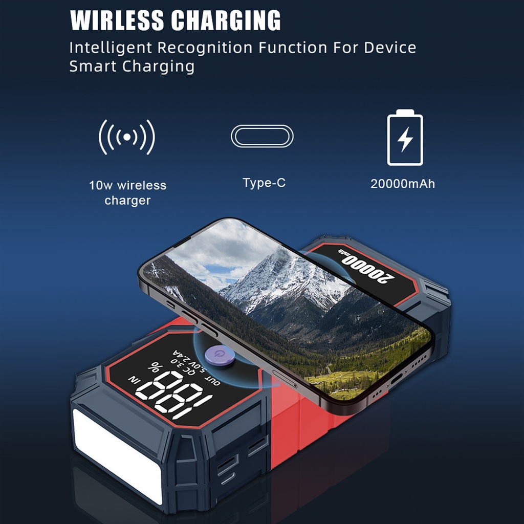 фото №9, Przenośny стартер skoku автомобильный 20000 mah 12v аккумулятор 1b