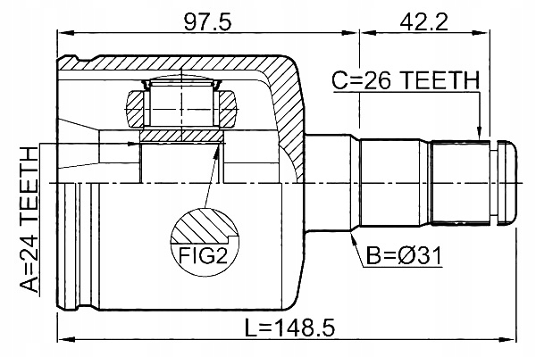 Шрус  полуось внутренний левое  volvo s80 2007- febest Доставка