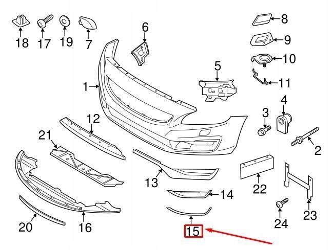 фото №7, Volvo s60 mk2 ліва молдинг бампера передній nowa