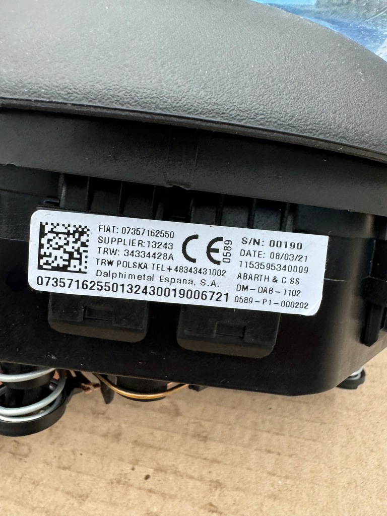 фото №7, Подушка безопасности подушка водителя fiat 500 abarth lift