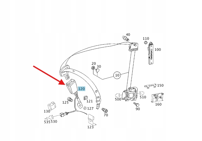 фото №1, Замок поперечина водителя левый перед mercedes e w211 оригинальный номер a2118603369