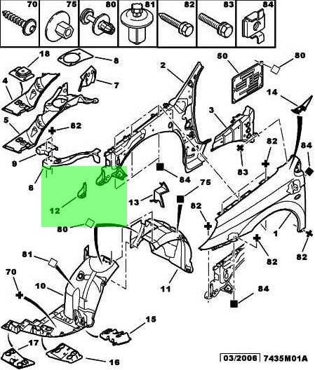 фото №1, Кронштейн крыла правый перед оригинальный номер citroen c5 ii
