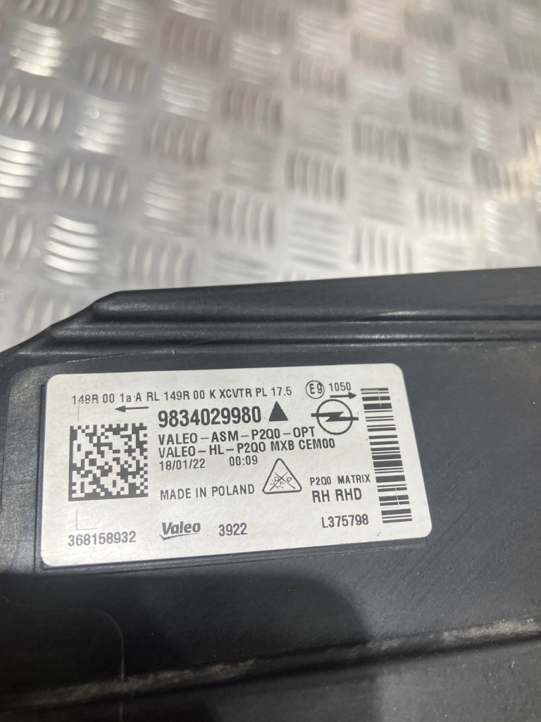 фото №3, Лампа фара правый перед full led opel mokka b ii 20- 9834029980