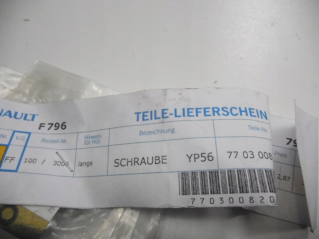 фото №7, Болт перегородки renault trafic ii оригинальный номер 7703008208