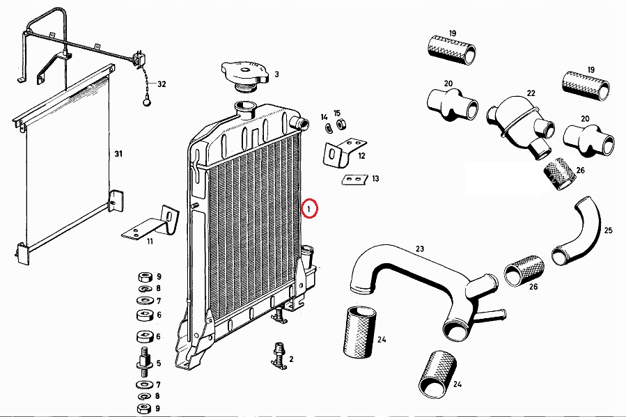 Купить Радиатор воды mercedes w120 w121 усилитель бампера оригинал!