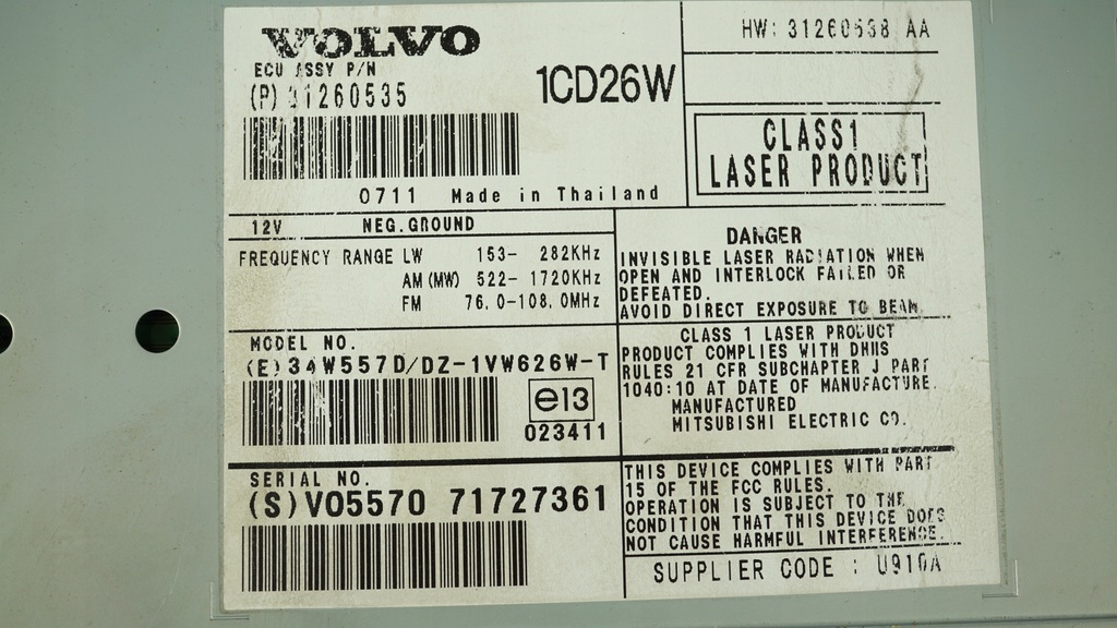 фото №5, Радіо cd зчитувач дисків volvo xc90 i 1 31260535