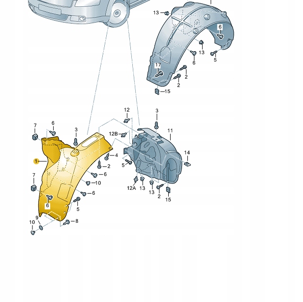 фото №6, Nowe оригинальные подкрылок правый перед audi a8 4e0821172p