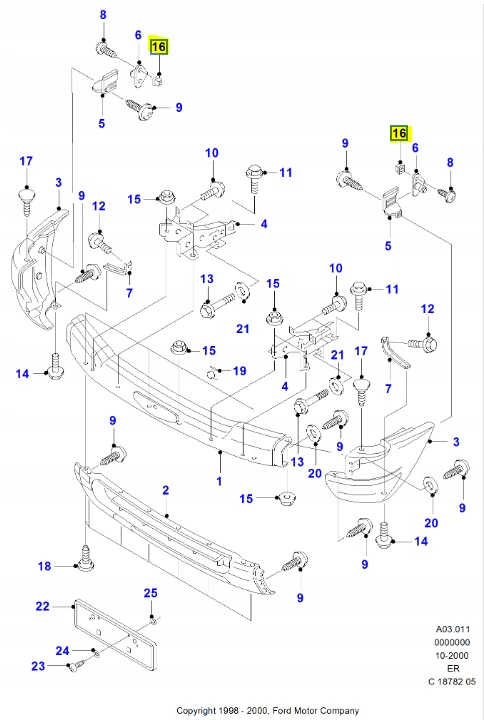 фото №7, Гайка - распорная бампер передний ford ranger 1998-2003 er оригинальный номер 4130780