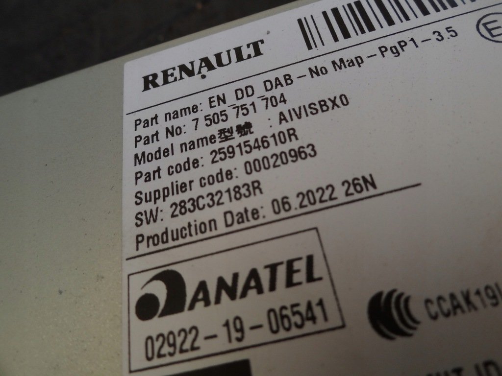 фото №6, Renault arkana 2022 навігація дисплей радіо 259154610r europa оригінал