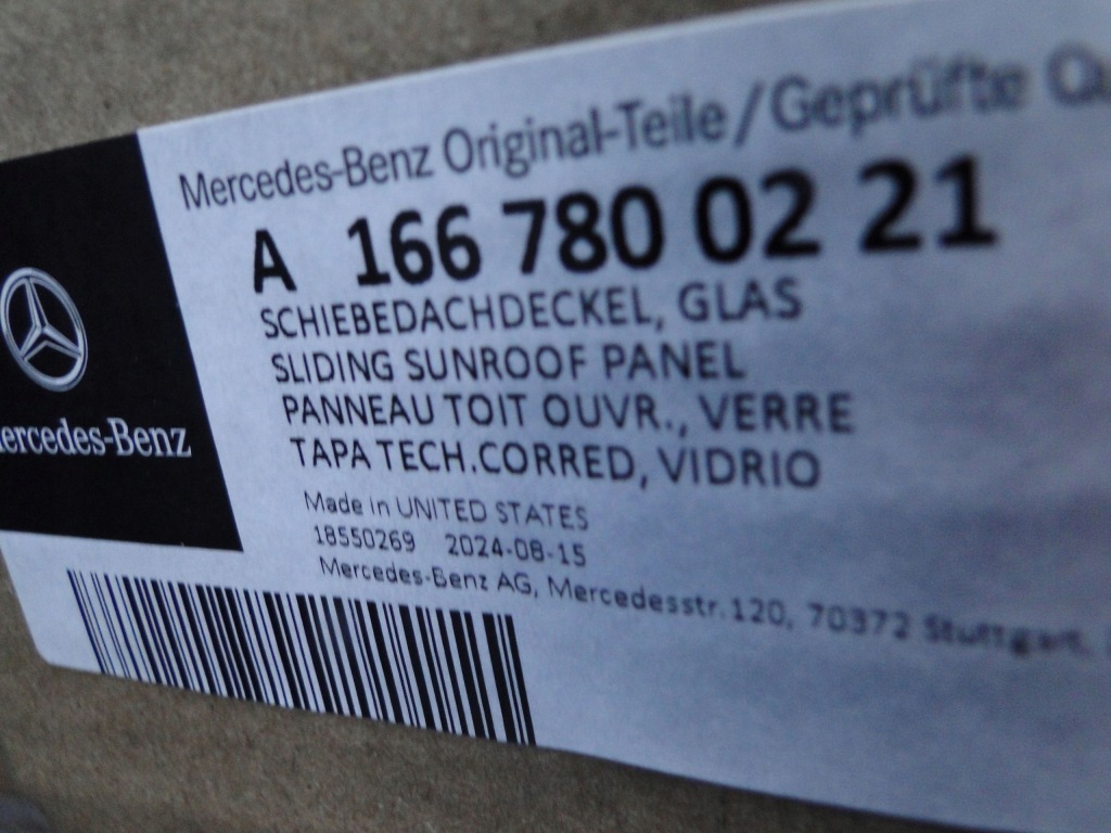 фото №8, Mercedes стекло передняя сталь крыша стеклянный панорама ml w166 166
