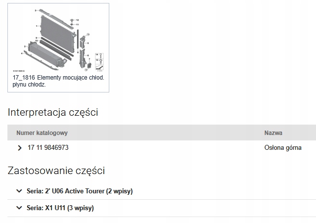 Bmw x1 u11 2 u06 кронштейн корпус радиатора рамка верхний 9846973 оригинал Недорого