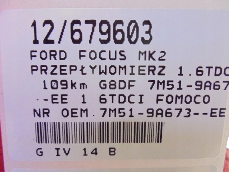 Focus mk2 расходомер 7m51-9a673--ee 1,6tdci Киев