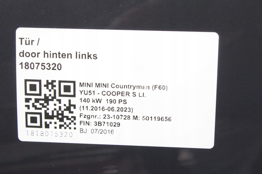Дверь левое задняя mini f60 countryman b58 thundergrey Цена