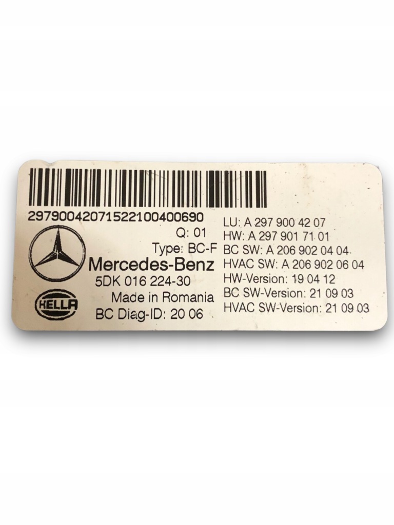 фото №1, Mercedes benz v297 модуль bcm a2979004207
