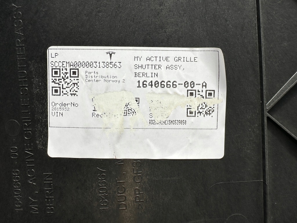 Nowa! tesla y 1640666-00-a впуск повітропровід повітря жалюзі передня оригінал Зі Шроту