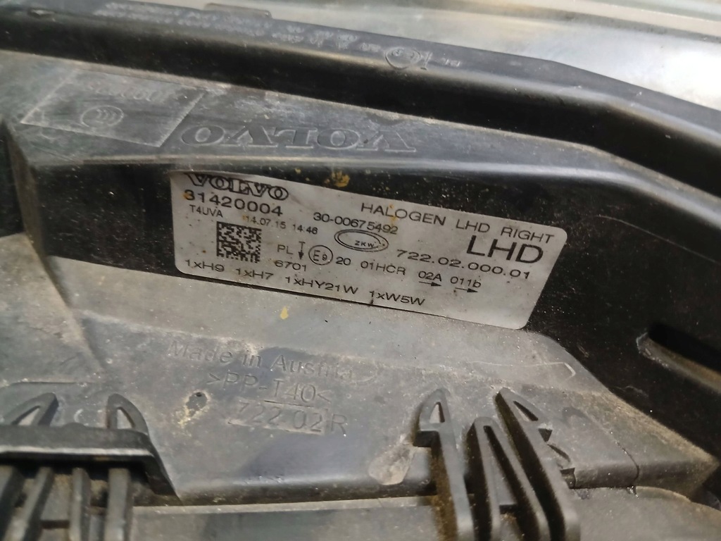 фото №11, Volvo v40 ii s40 фара правый перед лампа передняя 31420004 eu 2015r