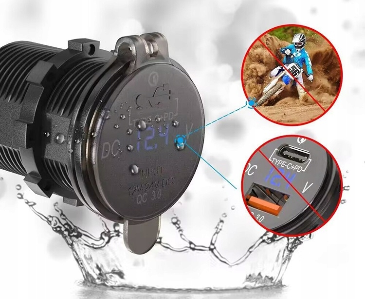 фото №9, Зарядний пристрій woltomierz панель usb qc3.0 + pd usb c швидкі заряджання 63w