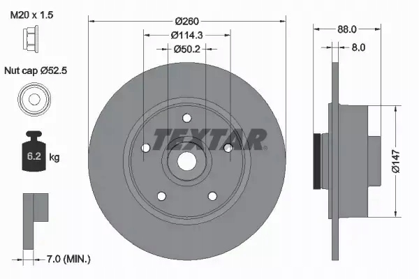 фото №8, Textar гальмівні диски+ гальмівні колодки задня renault fluence 260mm