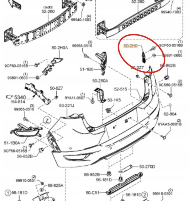 фото №13, Mazda cx-3 dk 2014-2021 напрямна бампера правий задня d10j оригінал