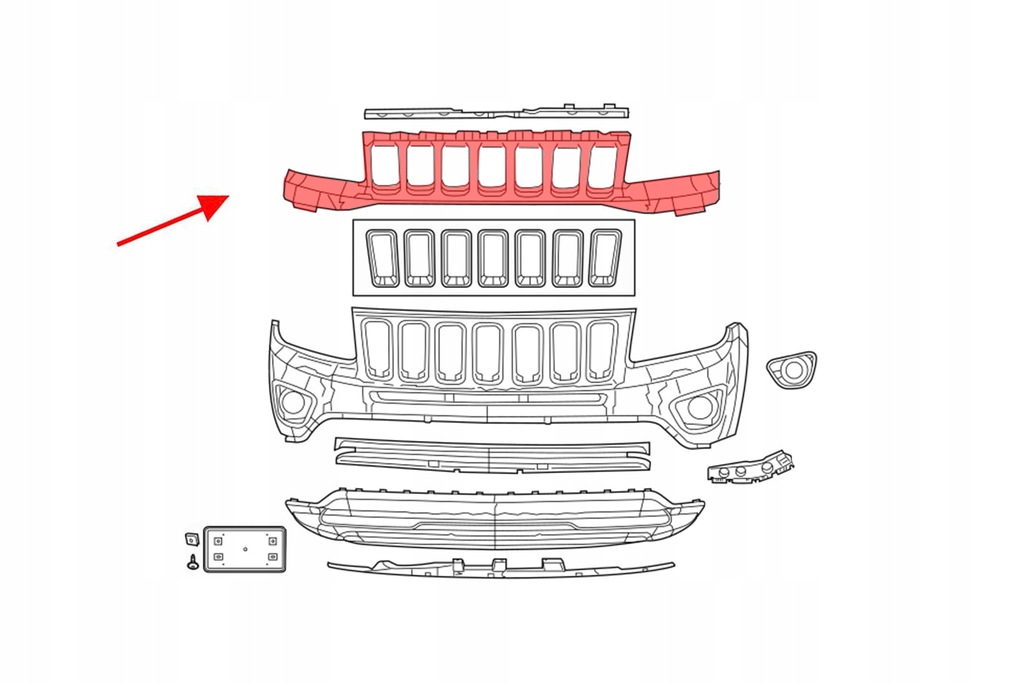 фото №14, Решётка радиатора радиатора решётка радиатора чёрный jeep compass i 11-17
