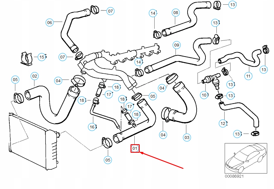Bmw m5 e34 верхний пабтрубок  радиатора 11531312241 1312241 Доставка