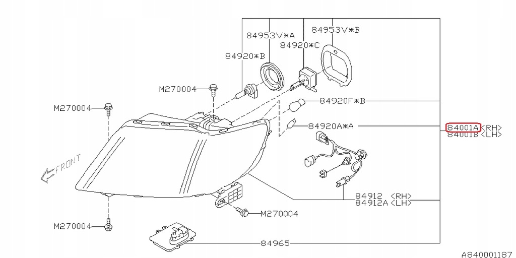 фото №14, Subaru tribeca 2008- фара лампа обычная 84001xa02b