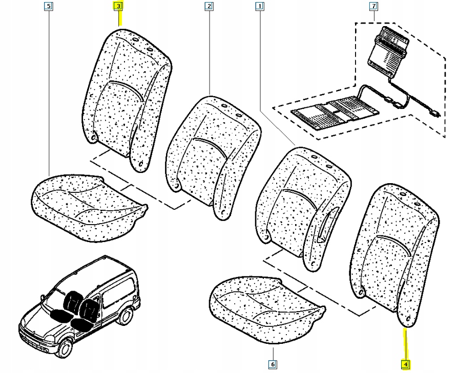 фото №12, Губка спинка сидіння renault kangoo оригінальний номер 7701055731