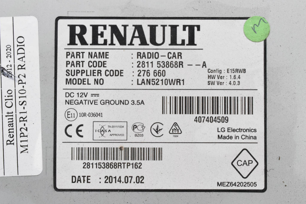 фото №6, Радіо радіопрогравач usb aux 281153868r renault clio 4 iv 12-20