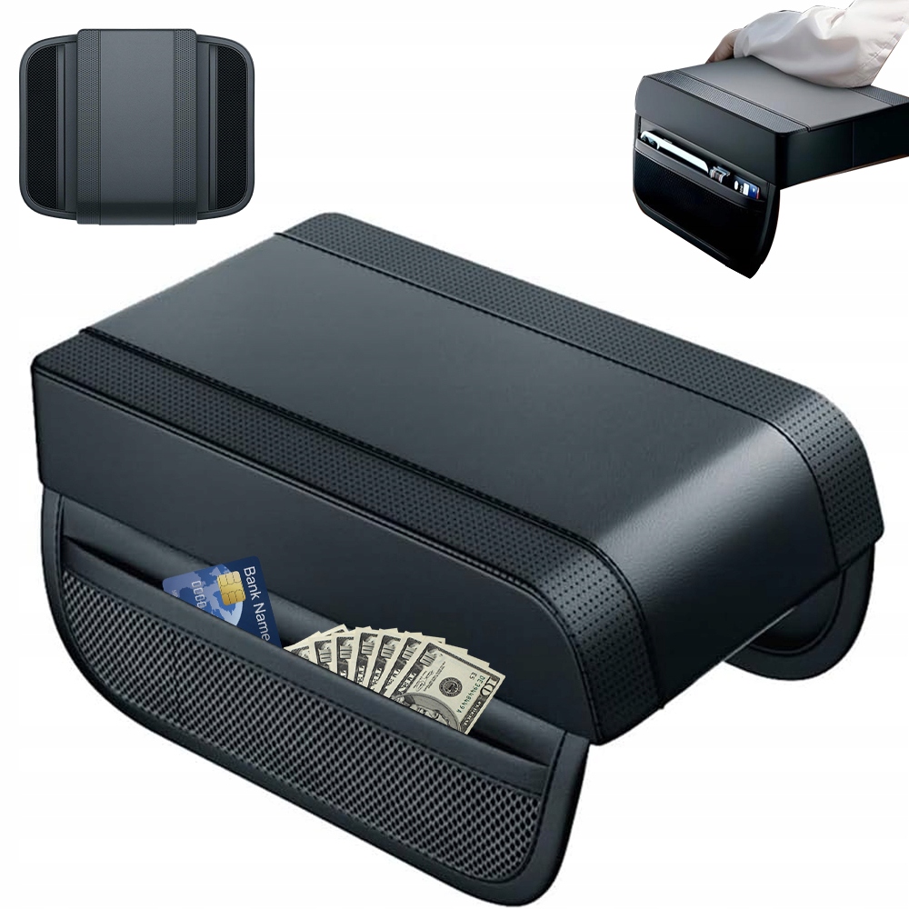 фото №13, М'яка подушка накладка na підлокітник з бардачок - czarna піна memory