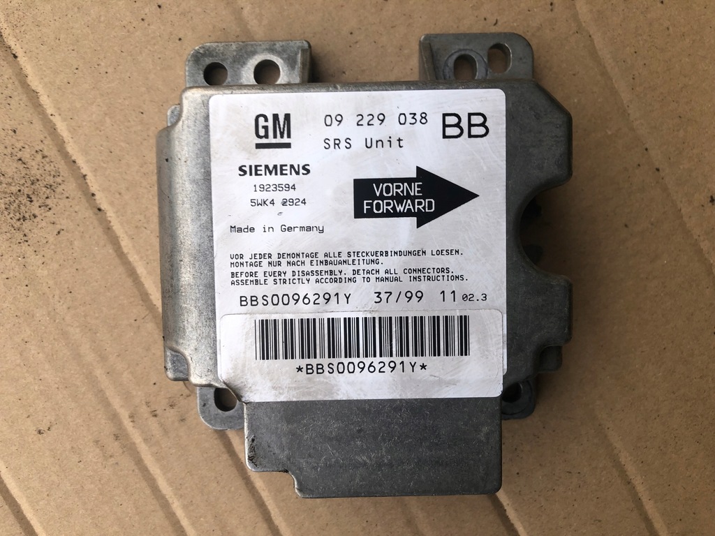фото №1, Датчик подушка безпеки модуль opel corsa b 09229038 92-00