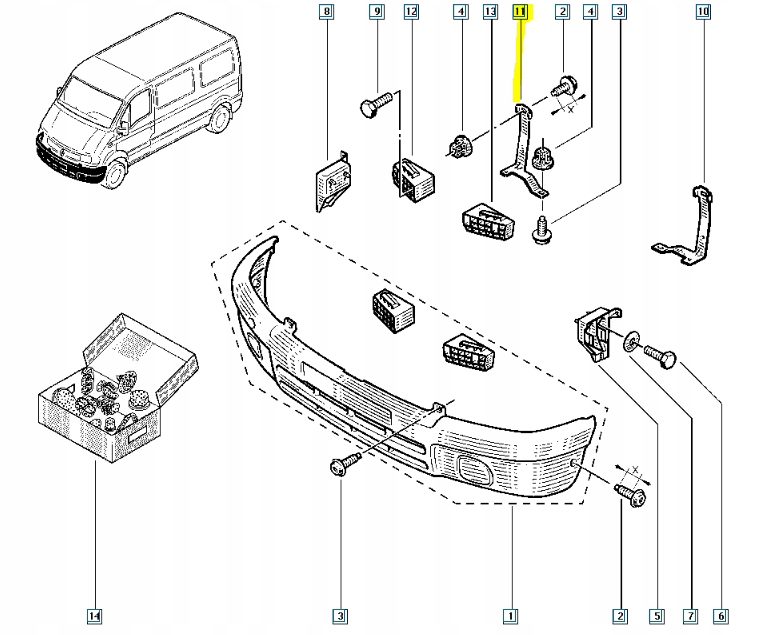 фото №9, Кронштейн, кронштейн бампера перед renault master ii оригинальный номер 8200027119