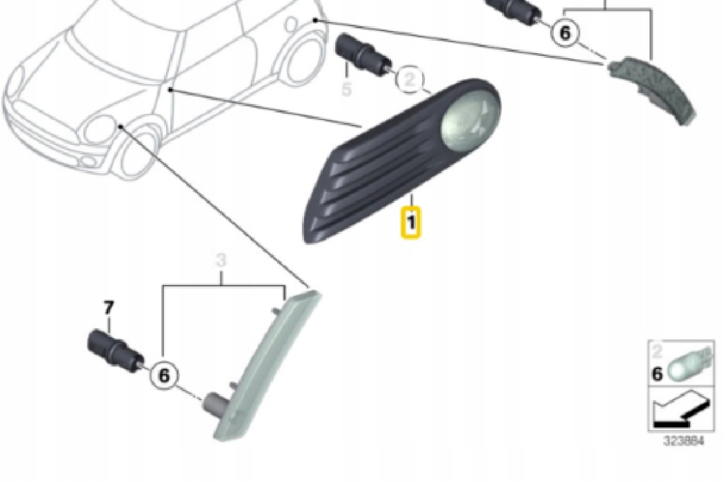 Mini r56 передній лівий поворотник з захист радіатора 63137321105 Ціна