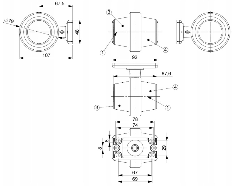 Лампа габаритная габаритный фонарь малый old school led тонированная graphite dark 12v 24v Оригинал
