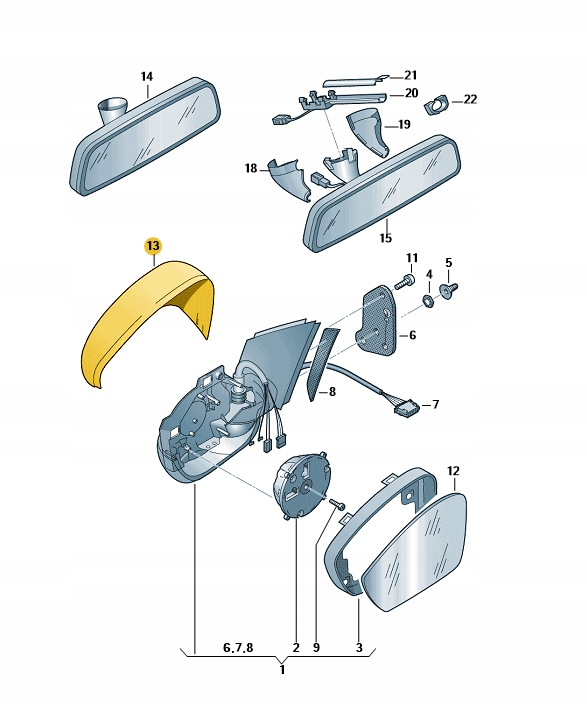 фото №1, Skoda оригінальний номер 5ja857538agru капот дзеркало rapid правий