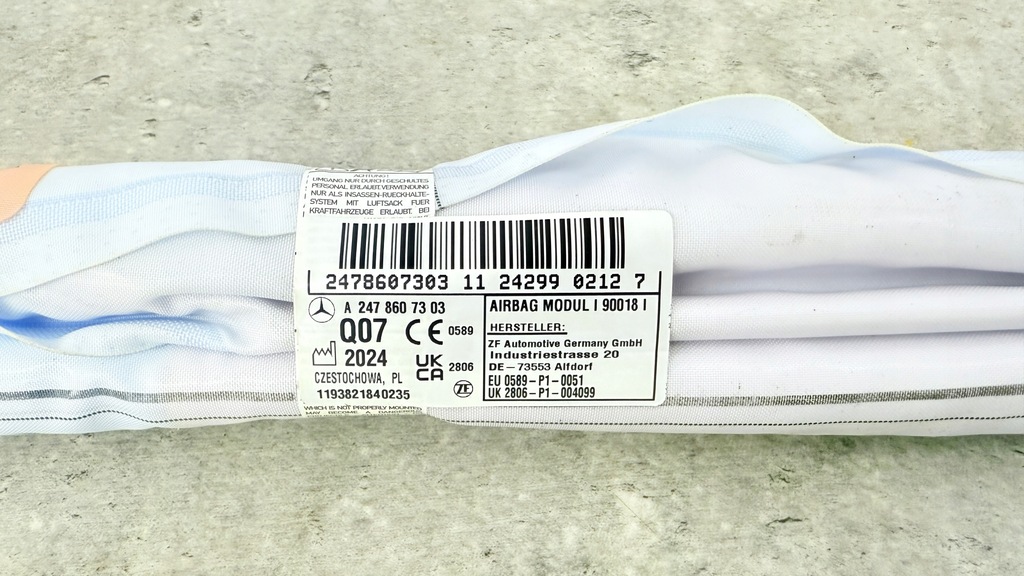 фото №9, Mercedes h247 gla шторка безопасности воздушная подушка безопасности левая a2478607303