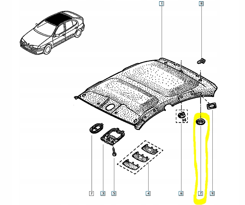Заглушка обшивки стелі renault megane 1 оригінальний номер 7700420800 Київ