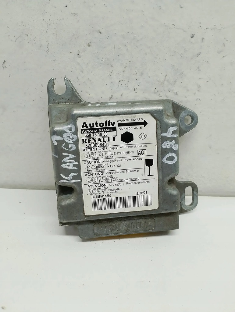 фото №1, Модуль датчик подушка безопасности renault kangoo 1 i 8200098401 550751800