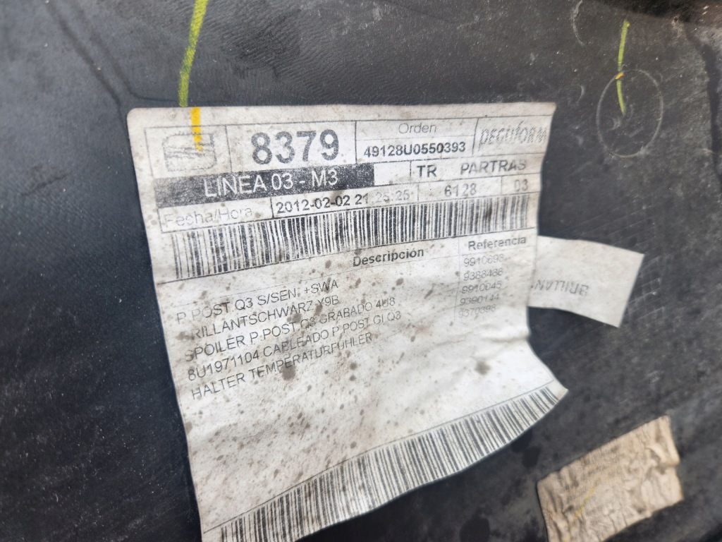 фото №12, Бампер задняя задний audi q3 цвет y9b 11-15