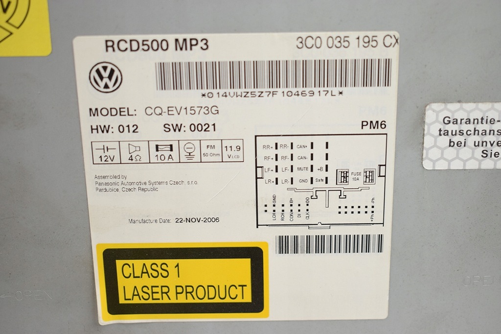 фото №6, Радиопроигрыватель радио vw golf passat 3c0035195cx