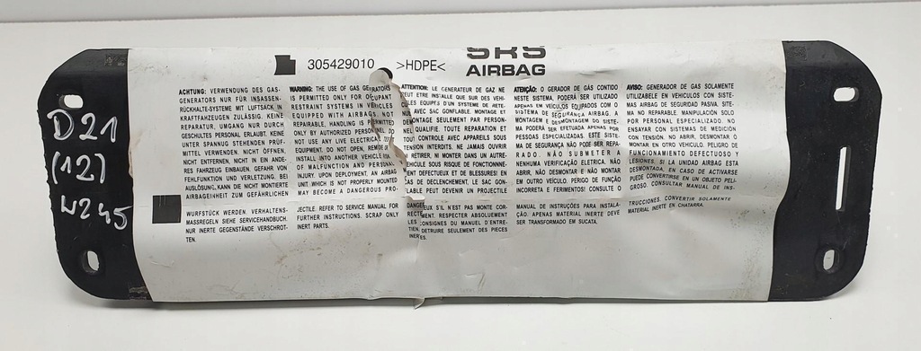 фото №1, Подушка подушка безпеки пасажира mercedes w204 europa