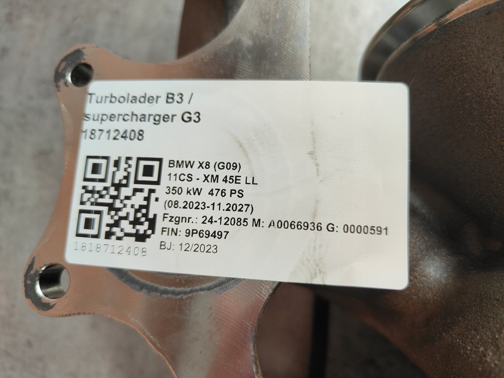 фото №11, Bmw g70 g05 g06 g07 g09 xm lci b58 b58b30p turbo турбонагнетатель 8489597